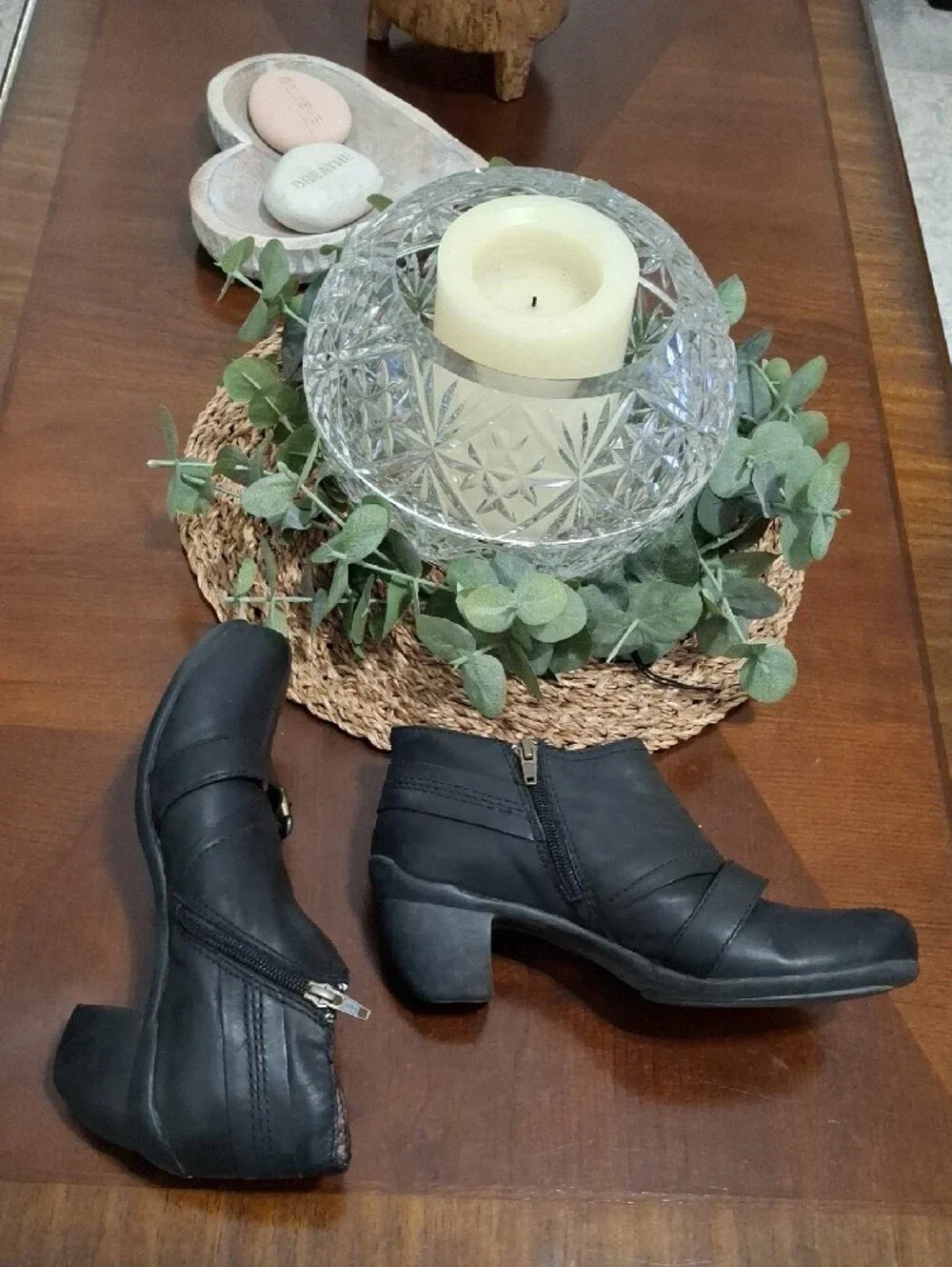 OTBT EL Dorado Leather Women’s Black Low Heel Ankle Boots with Buckle Size 8